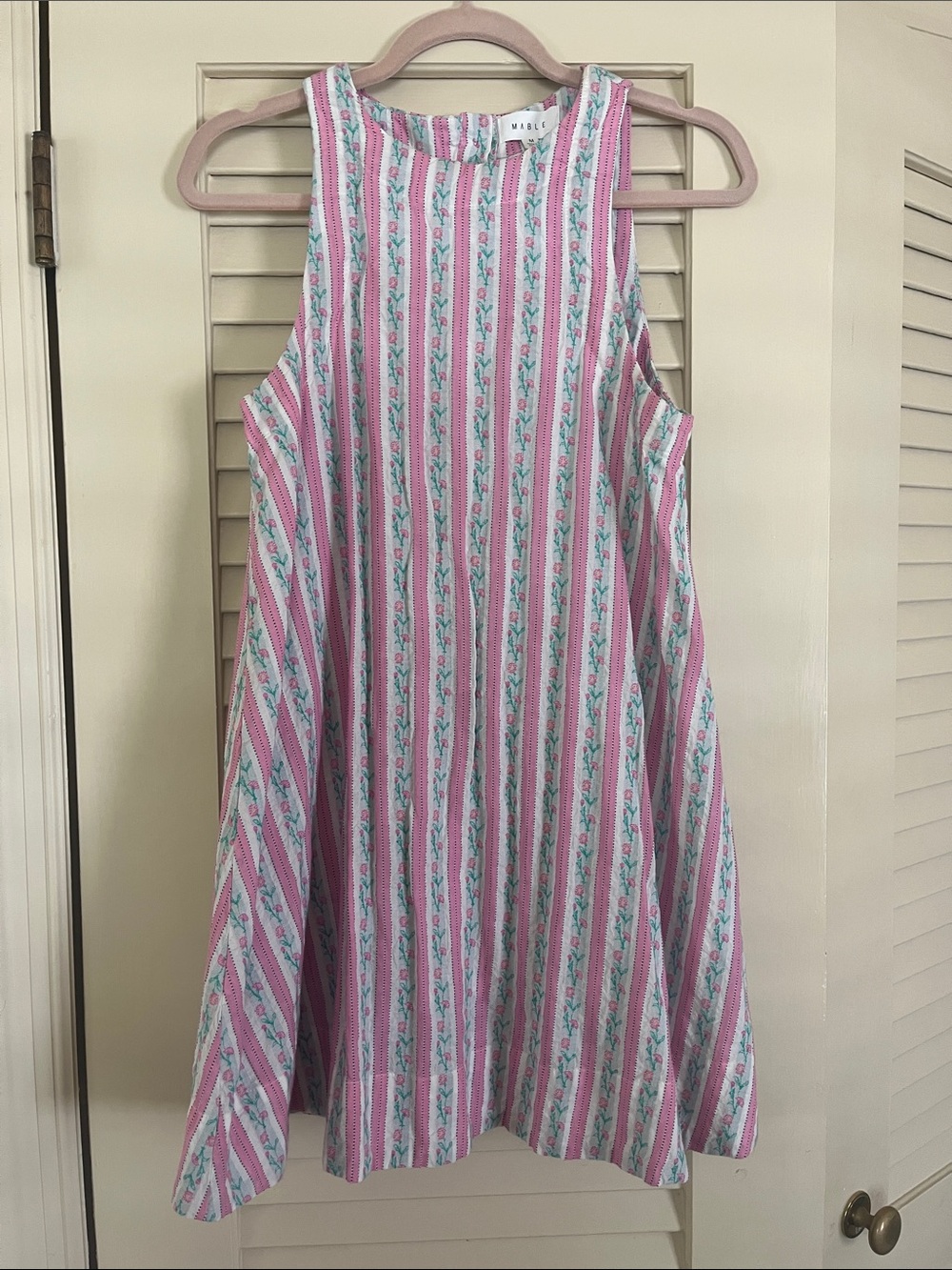 Classic Pink Stripe Floral Womens size m' Sundress